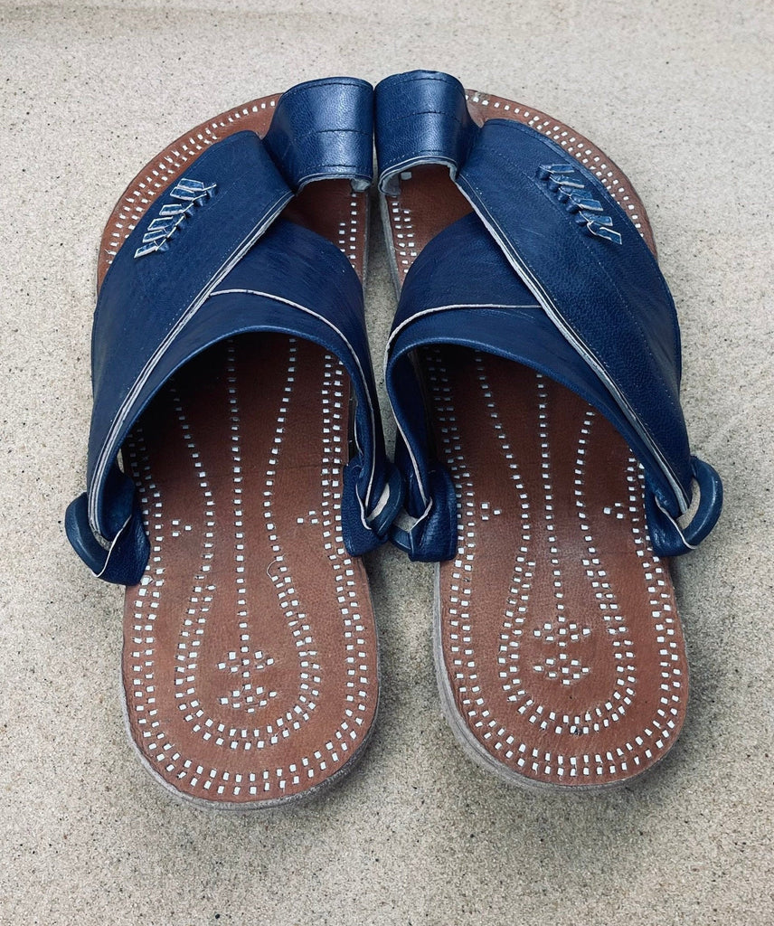 Mens Blue Leather Sandals ~ SandCruisers ~ Traditional Arabian Sandals ~ Great for Outdoors, Beaches, Parks, Lakes and Earthing!