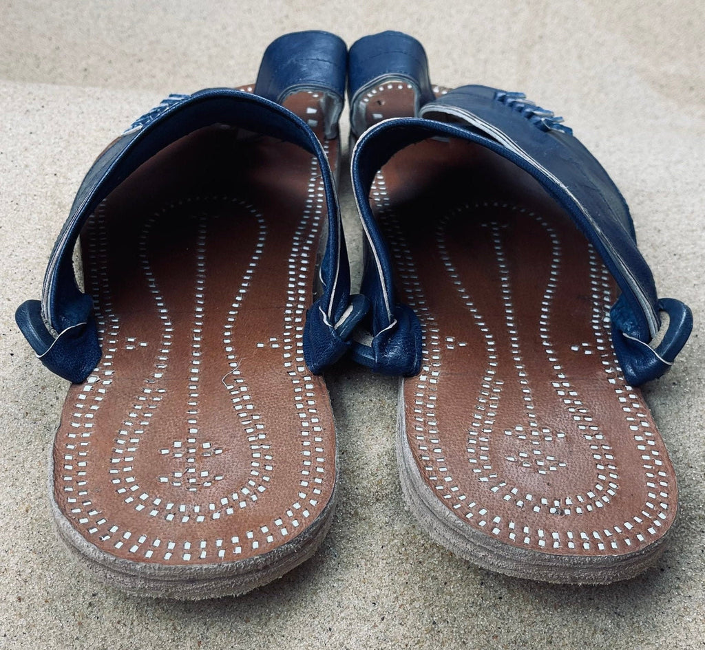 Mens Blue Leather Sandals ~ SandCruisers ~ Traditional Arabian Sandals ~ Great for Outdoors, Beaches, Parks, Lakes and Earthing!