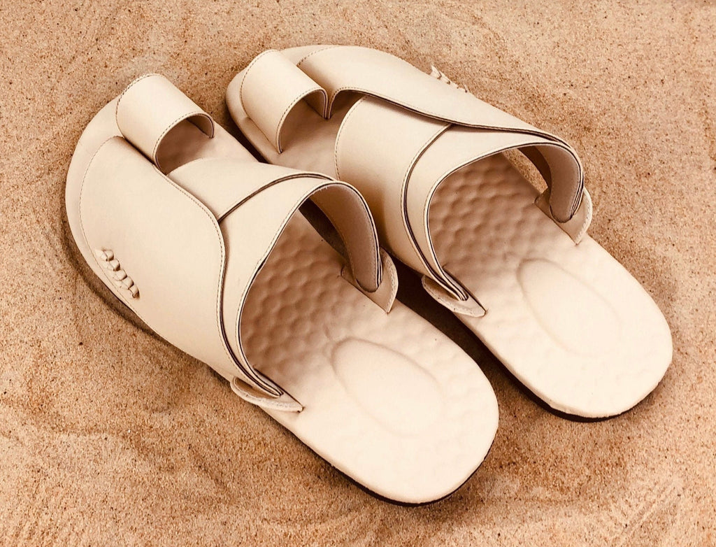 Mens Cream Vegan Leather Sandals ~ SandCruisers ~ Traditional Arabian Sandals ~ Great for Outdoors, Beaches, Parks, Lakes, Pools & Parties!
